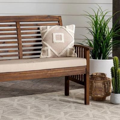 Ravenscroft Modern Boho Acacia Wood Slatted Outdoor Loveseat With Cushion - Saracina Home 13 Ravenscroft Modern Boho Acacia Wood Slatted Outdoor Loveseat With Cushion - Saracina Home - Image 13