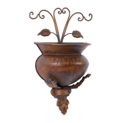 18" Wide Planter Traditional Metal Pot Brown - CosmoLiving By Cosmopolitan -Outdoor Garden Store GUEST 7757fb84 3f4c 4a6c 9121 8bbcf462c3b4