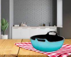 Bruntmor 3 Quart Turquoise Enameled Cast Iron Dutch Oven