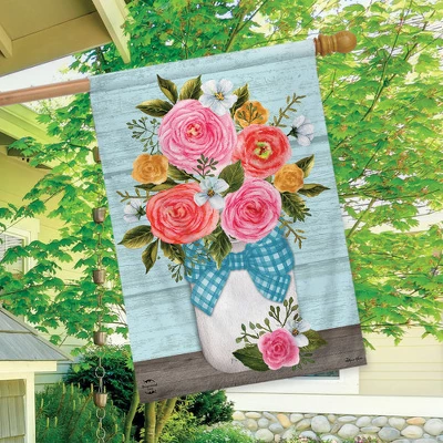Rose Jar Spring House Flag Rustic Floral 28" X 40" Briarwood Lane 2 Rose Jar Spring House Flag Rustic Floral 28" X 40" Briarwood Lane - Image 2
