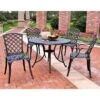 Sedona 46" 5pc Outdoor Dining Set With Highback Chairs - Black - Crosley