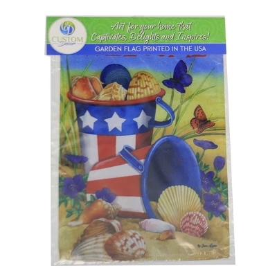 Home & Garden Beach Pails Garden Flag - One Garden Flag 18.0 Inches - Sea Shells Patriotic - 4562Fm - Polyester - Multicolored 1 Home & Garden Beach Pails Garden Flag - One Garden Flag 18.0 Inches - Sea Shells Patriotic - 4562Fm - Polyester - Multicolored