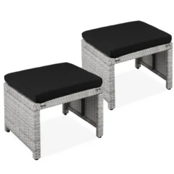 Best Choice Products Set Of 2 Multipurpose Patio Wicker Ottomans W/ Removable Cushions, Steel Frame -Outdoor Garden Store GUEST 7acb84cf b233 4caa 9322 1b121c64e8d0