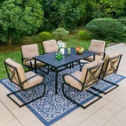 Captiva Designs 7pc Outdoor Dining Set With C-Spring Motion Chairs & Metal Table With Umbrella Hole 32 Captiva Designs 7pc Outdoor Dining Set With C-Spring Motion Chairs & Metal Table With Umbrella Hole -Outdoor Garden Store GUEST 7b4f2804 7d08 4fac af7b 91e9ce823443