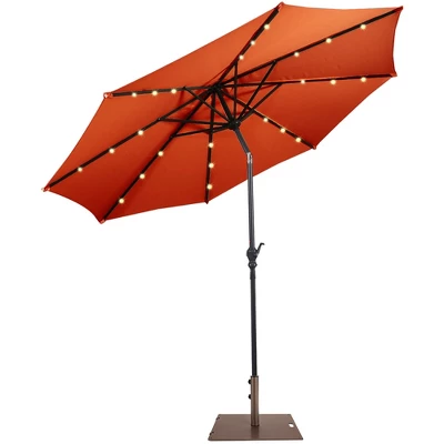Costway 10ft Solar Lights Patio Umbrella Outdoor W/ 50 LBS Movable Umbrella Stand Red 13 Costway 10ft Solar Lights Patio Umbrella Outdoor W/ 50 LBS Movable Umbrella Stand Red - Image 13