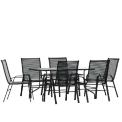 Flash Furniture 7 Piece Outdoor Patio Dining Set - Tempered Glass Patio Table, 6 Flex Comfort Stack Chairs 21 Flash Furniture 7 Piece Outdoor Patio Dining Set - Tempered Glass Patio Table, 6 Flex Comfort Stack Chairs -Outdoor Garden Store GUEST 7c6ecb1e ef0d 4c3d ac57 74ff6198258e