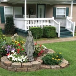 LuxenHome 30.5" H Virgin Mary Indoor Outdoor Statue Garden Statues, Gray Or Ivory -Outdoor Garden Store GUEST 7c924c79 fe86 4ab8 b507 daec82feb8eb