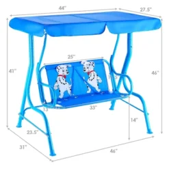 Costway Kids Patio Swing Chair Children Porch Bench Canopy 2 Person Yard Furniture Blue -Outdoor Garden Store GUEST 7cf47d96 40c8 4b4d af76 f17da7ceef2e