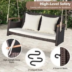 Costway Patio Rattan Porch Swing 2-Person Hanging Chair Cushioned Loveseat For Backyard 15 Costway Patio Rattan Porch Swing 2-Person Hanging Chair Cushioned Loveseat For Backyard -Outdoor Garden Store GUEST 7d92b3ba 03bc 40d0 b915 31b1661ec1cd