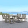Azen 5pc Outdoor Reynard Durable Farmhouse Acacia Hardwood Dining Set Gray Wash