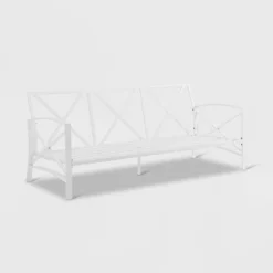 Kaplan Outdoor Metal Sofa White With Navy Cushions - Crosley -Outdoor Garden Store GUEST 7ebc43af 5c7f 4458 9081 594c4a09c498