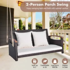 Costway Patio Rattan Porch Swing 2-Person Hanging Chair Cushioned Loveseat For Backyard 13 Costway Patio Rattan Porch Swing 2-Person Hanging Chair Cushioned Loveseat For Backyard -Outdoor Garden Store GUEST 7ebe57b0 5981 4e66 8971 806ce8c47e95
