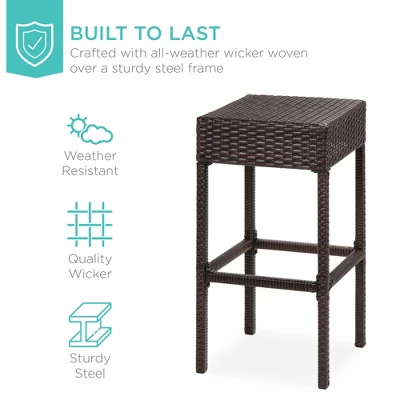 Best Choice Products 5-Piece Patio Wicker Bar Set W/ Built-In Bottle Opener, Hidden Storage Shelf, 4 Stools 3 Best Choice Products 5-Piece Patio Wicker Bar Set W/ Built-In Bottle Opener, Hidden Storage Shelf, 4 Stools - Image 3
