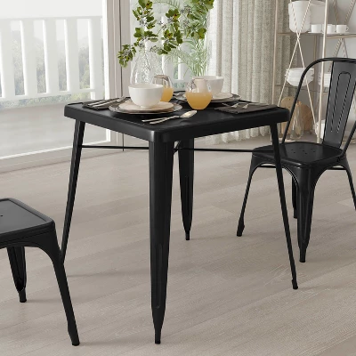 Merrick Lane Benson 23.75" Square Metal Dining Table For Indoor And Outdoor Use 2 Merrick Lane Benson 23.75" Square Metal Dining Table For Indoor And Outdoor Use - Image 2