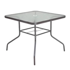 5pc Outdoor Steel Dining Set With Folding Chairs & Square Glass Table Top Beige - Crestlive Products -Outdoor Garden Store GUEST 7f3d5c07 4147 426b b1d7 e6d40d3cac0a 1