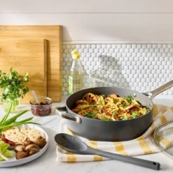 5qt Nonstick Hard Anodized Aluminum Saute Pan Dark Gray - Figmint™