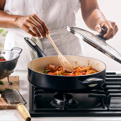 GreenPan Rio 5qt Ceramic Non-Stick Covered Saute Pan With Helper Handle Black 2 GreenPan Rio 5qt Ceramic Non-Stick Covered Saute Pan With Helper Handle Black - Image 2