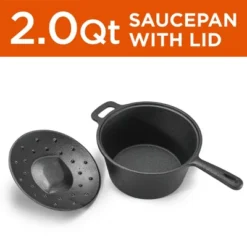 COMMERCIAL CHEF Pre-Seasoned Cast Iron 2.0 Qt Saucepan With Lid, Black -Outdoor Garden Store GUEST 8007895c 96c2 4949 bb34 a4454f34adb7