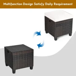 Costway 2PCS Patio Rattan Ottoman Cushioned Seat Beige -Outdoor Garden Store GUEST 800c6fda d838 482c 970f 264dca4866ad