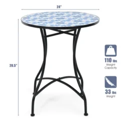 Tangkula 28.5" Patio Mosaic Round Bistro Metal Table With Heavy-Duty Steel Frame&Ceramic Tile Tabletop For Outdoor Garden Deck Backyard -Outdoor Garden Store GUEST 80133c3c 648c 4178 a042 5ffc992e1a47