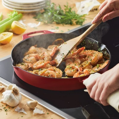 Rachael Ray Premium RUST-RESISTANT Cast Iron Skillet 12" Red 3 Rachael Ray Premium RUST-RESISTANT Cast Iron Skillet 12" Red - Image 3