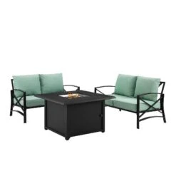 Kaplan 3pc Outdoor Conversation Set With Fire Table & 2 Loveseats - Mist - Crosley 20 Kaplan 3pc Outdoor Conversation Set With Fire Table & 2 Loveseats - Mist - Crosley -Outdoor Garden Store GUEST 806c8463 95c6 40c0 87b4 a9e1d259a4b1