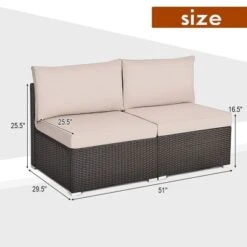 Costway 2PCS Patio Rattan Armless Sofa Sectional Conversation Furniture Set W/Cushion -Outdoor Garden Store GUEST 817bf446 0a81 4bd9 9b43 19c7b479ca7f