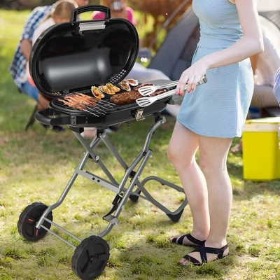 Costway Portable Propane Grill Folding Gas Grill Griddle With Wheels & Side Shelf 1 Costway Portable Propane Grill Folding Gas Grill Griddle With Wheels & Side Shelf