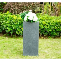 Rosemead Home & Garden, Inc. 24" X 11" Rectangular Kante Lightweight Modern Tall Outdoor Planter Charcoal -Outdoor Garden Store GUEST 82381672 ec3f 4933 80c3 bcbfa3ecf018