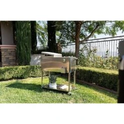 Permasteel 80qt Stainless Steel Outdoor Cooler Cart Silver