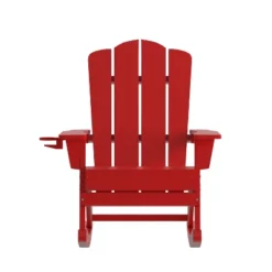 Flash Furniture Newport HDPE Adirondack Chair With Cup Holder And Pull Out Ottoman, All-Weather HDPE Indoor/Outdoor Chair -Outdoor Garden Store GUEST 8449a29f 0e06 486e bcae b0a34d7a395e