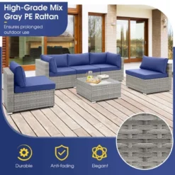Costway 6 PCS Patio Conversation Sofa Set Outdoor Rattan Furniture Cushioned Seat Navy 14 Costway 6 PCS Patio Conversation Sofa Set Outdoor Rattan Furniture Cushioned Seat Navy -Outdoor Garden Store GUEST 845e5b02 cc20 4e85 9453 4d45f7172c54