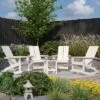 Merrick Lane Wellington 3 Piece Patio Furniture Set Includes All-Weather UV Treated Adirondack Rocking Chairs And Side Table