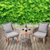 Boho 3pc Woven Wicker Patio Bistro Set With Cushions - Beige - Teamson Home