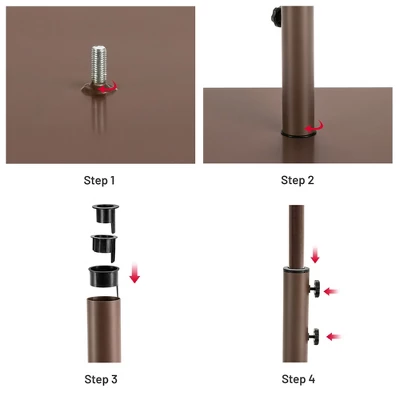 Costway 10ft Solar Lights Patio Umbrella Outdoor W/ 50 LBS Movable Umbrella Stand Red 4 Costway 10ft Solar Lights Patio Umbrella Outdoor W/ 50 LBS Movable Umbrella Stand Red - Image 4