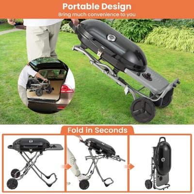 Costway Portable Propane Grill Folding Gas Grill Griddle With Wheels & Side Shelf 6 Costway Portable Propane Grill Folding Gas Grill Griddle With Wheels & Side Shelf - Image 6