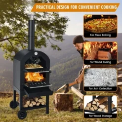 Costway Outdoor Pizza Oven Wood Fire Pizza Maker Grill W/ Pizza Stone & Waterproof Cover -Outdoor Garden Store GUEST 8736ae0e e3eb 4b9a 9c42 2069694ad9d2