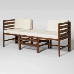3pc Modular Acacia Wood Patio Chat Set With Cushions - Saracina Home -Outdoor Garden Store GUEST 87867d10 2ed7 4519 8f7f 353e1fd3ffa4