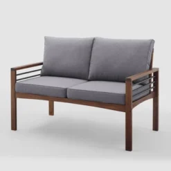 Saybrook Modern Metal And Wood Patio Loveseat - Gray/Dark Brown - Saracina Home 14 Saybrook Modern Metal And Wood Patio Loveseat - Gray/Dark Brown - Saracina Home -Outdoor Garden Store GUEST 87e73a6f 2a88 4b08 836f e43bcdbd4760
