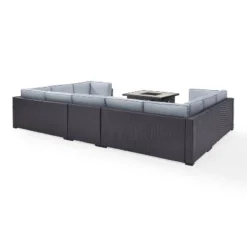 Biscayne 6pc Outdoor Wicker Sectional Set With Fire Table - Mist - Crosley -Outdoor Garden Store GUEST 88d795d4 a4ca 48d9 91f4 228c965f55c2