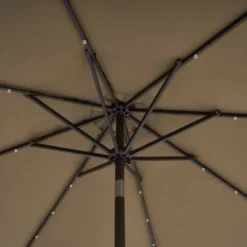 9' X 9' Solar LED Patio Umbrella With Tilt Adjustment And Crank Lift Brown - Wellfor -Outdoor Garden Store GUEST 88f1b474 8e50 4497 b388 78b87a4d3e54