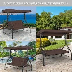 Costway Converting Outdoor Swing Canopy Hammock 3 Seats Patio Deck Furniture Brown 10 Costway Converting Outdoor Swing Canopy Hammock 3 Seats Patio Deck Furniture Brown -Outdoor Garden Store GUEST 88fadb32 4546 4c4b 8f46 22ff5d6d0de3