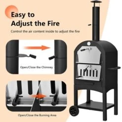 Costway Outdoor Pizza Oven Wood Fire Pizza Maker Grill W/ Pizza Stone & Waterproof Cover -Outdoor Garden Store GUEST 89e10153 a6aa 4c11 b110 17916594a829