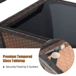 Costway Patio Rattan Bar Serving Cart Wheels Ice Bucket Glass Top Handle Garden -Outdoor Garden Store GUEST 8a604216 1faf 4ddb be1c 4c3cac552d9d