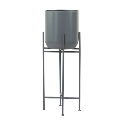 Olivia & May Modern Metal Planter Pot Gray 7 Olivia & May Modern Metal Planter Pot Gray - Image 7