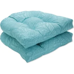 Set Of 2 Outdoor/Indoor Wicker Seat Cushions Blue - Pillow Perfect -Outdoor Garden Store GUEST 8b58dea7 b1ba 472e b21a 7cf71b2e80e3