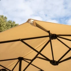 8pc Outdoor Dining Set With Metal Slat Top Table With Umbrella Hole & Swivel Chairs - Gray/Beige - Captiva Designs -Outdoor Garden Store GUEST 8bcd1443 d8be 4218 889b 1bdb210baabc