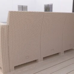 Merrick Lane Outdoor Furniture Resin Sofa Faux Rattan Wicker Pattern Patio 3-Seat Sofa With All-Weather Cushions -Outdoor Garden Store GUEST 8c834faf 3e4e 4700 9ddc 7ac1c8468f61