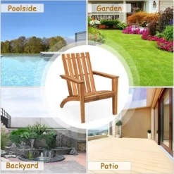 Costway Patio Acacia Wood Adirondack Chair Lounge Armchair Durable Outdoor Garden Yard -Outdoor Garden Store GUEST 8cf84655 561f 435a bcca aef4106ba684