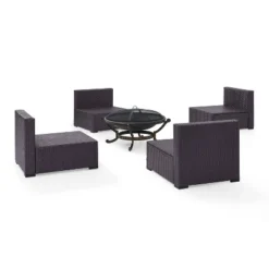 Biscayne 5pc Outdoor Wicker Conversation Set With 4 Armless Chairs & Fire Pit - Mocha - Crosley 14 Biscayne 5pc Outdoor Wicker Conversation Set With 4 Armless Chairs & Fire Pit - Mocha - Crosley -Outdoor Garden Store GUEST 8d5f7553 177a 4f0a 9b72 18bf43057af8